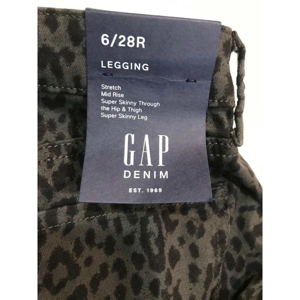 NWT GAP Leggings Sz 6/28 Mid Rise Black Gray Animal Print - Picture 3 of 5